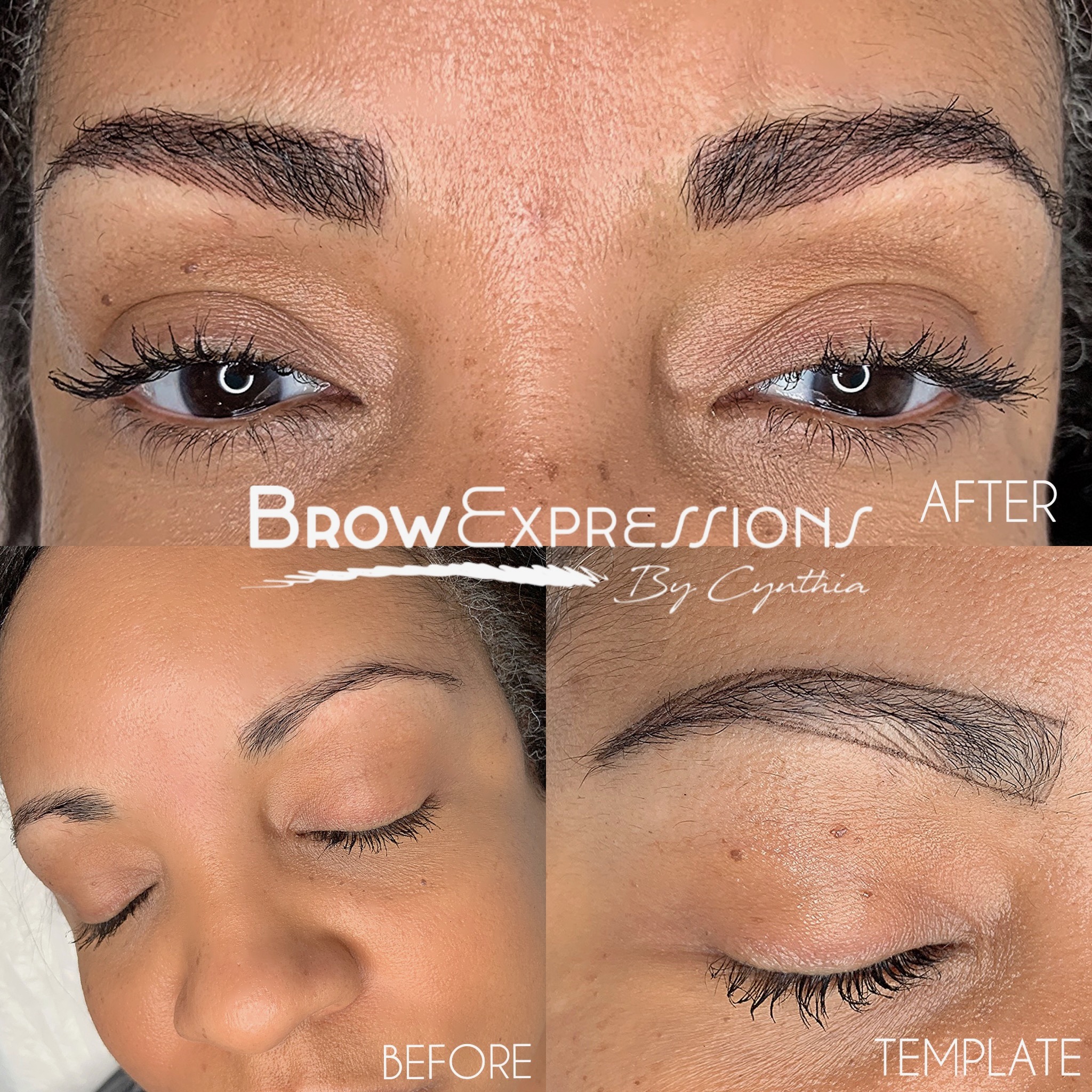 Before, after and template — nano brow transformation by Brow Expressions Prescott